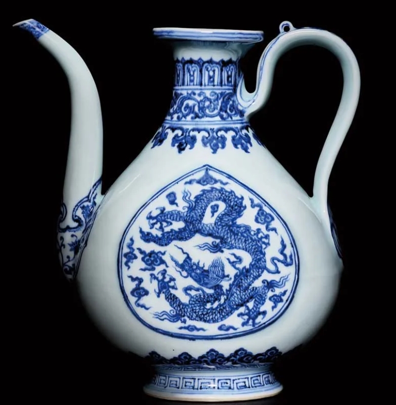 Imperial Blue and White Cloud Dragon Pattern Ewer